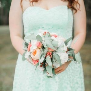 Strapless lace dress with full skirt